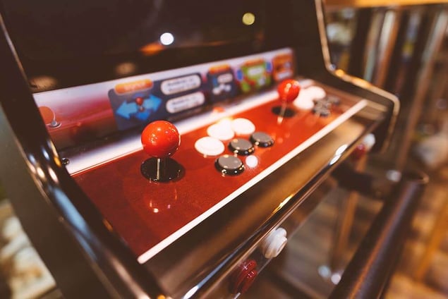 Arcade video game cabinet at bar