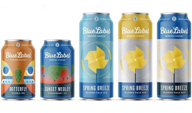 Blue Label Brewing Company can variations