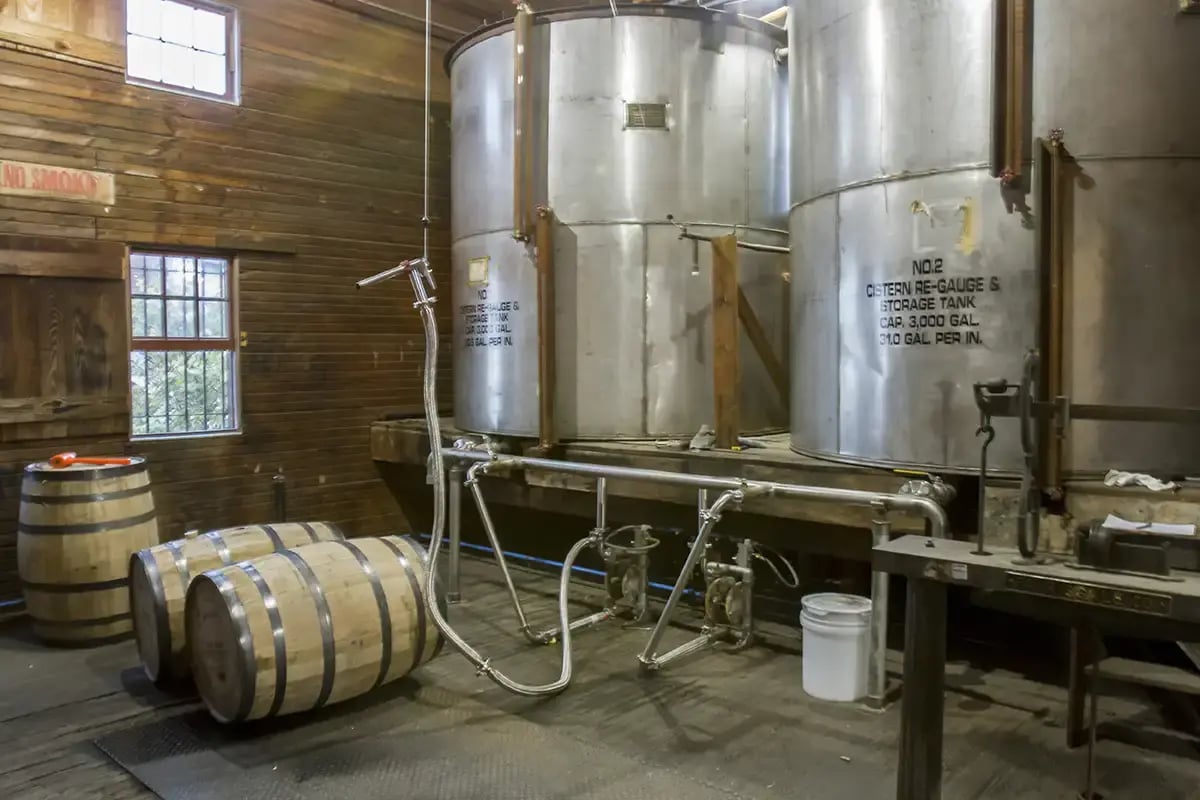 A photo of a distillery making and fermenting bourbon or whiskey