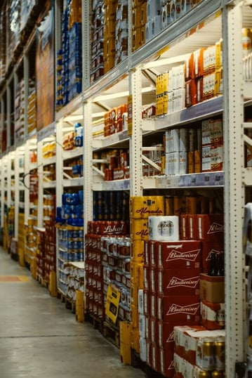 Cases of beer in big box retail store