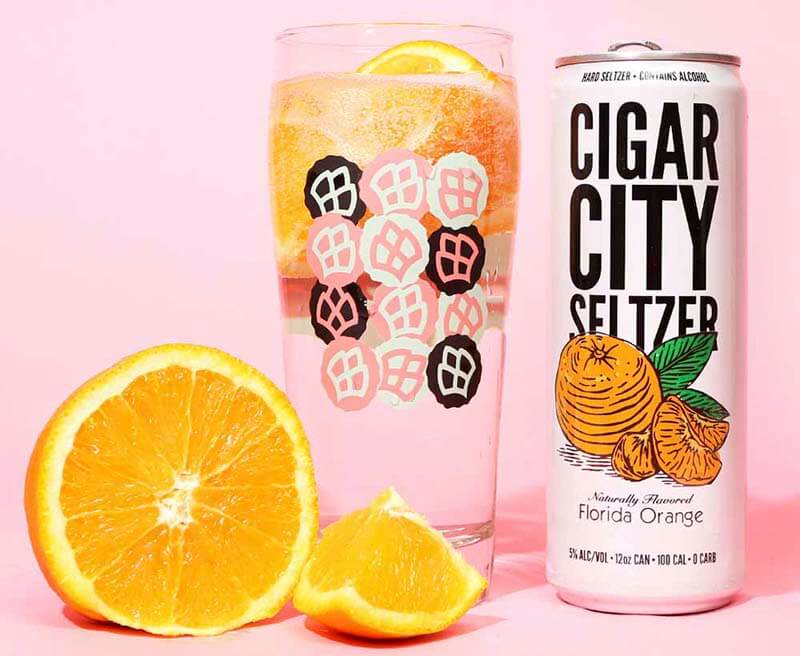 A can of Florida Orange flavored hard seltzer from Cigar City Seltzer