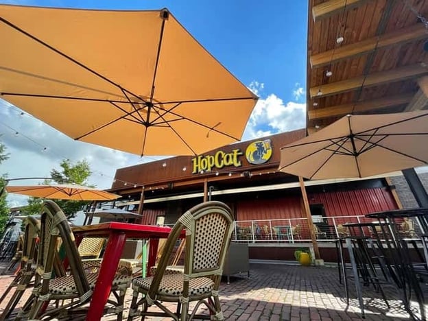 Exterior and outdoor seating at HopCat bar