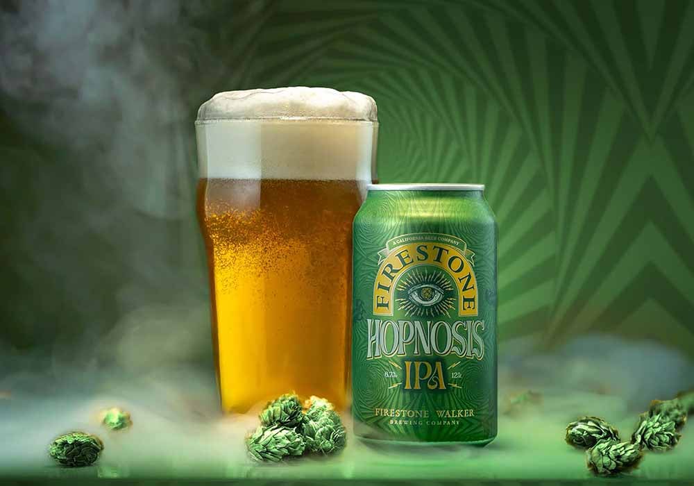Firestone Walker Brewing Company Hopnosiscryohops beer can and glass