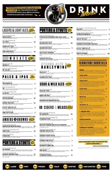 HopCat beer and drink menu generated by Untappd for Business app