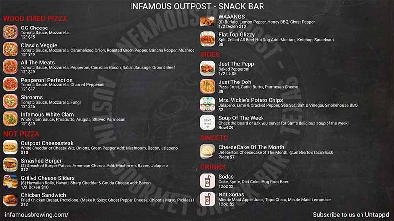 Infamous Brewing Company - Digital beer and food menu using Untappd for Business