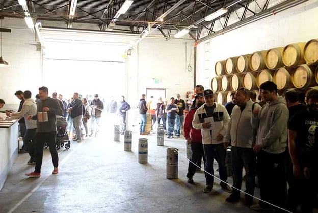People waiting in line at Hudson Valley Brewing