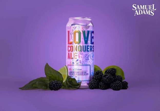 Samuel Adams "Love Conquers Ale" beer can from Boston Beer Co.