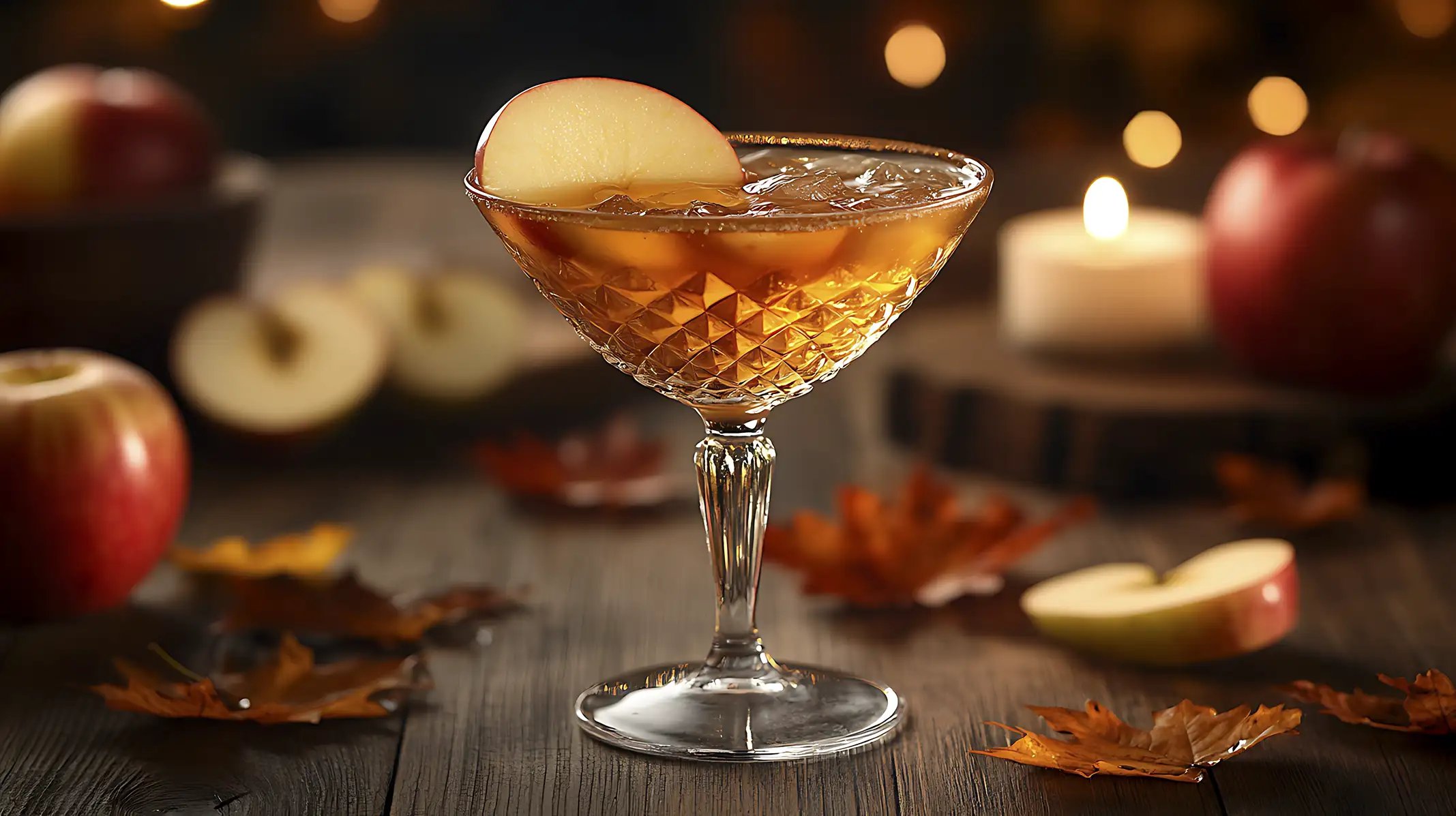 A spiced apple martini that is fall or Thanksgiving inspired