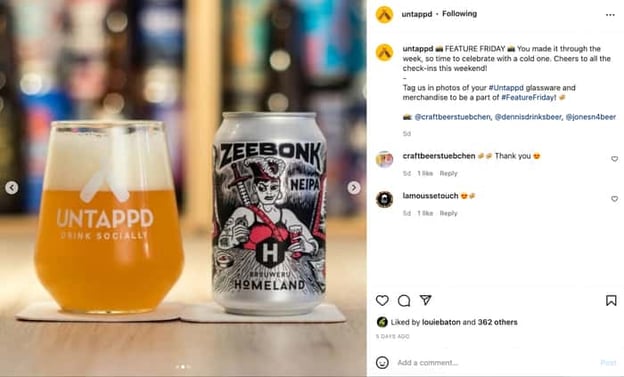 An Untappd "Feature Friday" Instagram post highlighting various craft beers