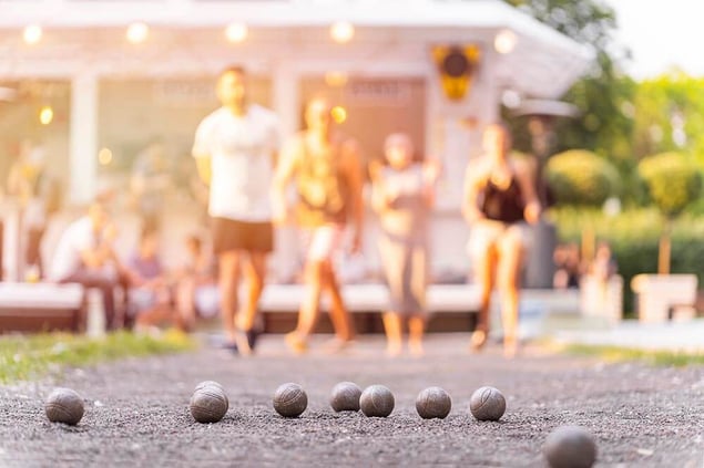 Yard bowling or Bocce ball at outdoor winery